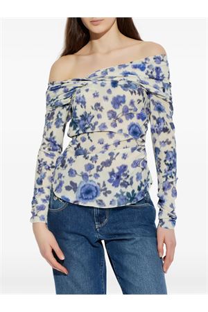 Danka Printed Draped Stretch Silk Top ISABEL MARANT | HT0822FAD1J11I30BU